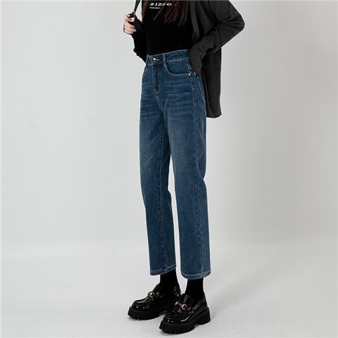 Traperice visokog struka, ravnog kroja, dužina 9/10, denim pamuk, proljeće 2025.