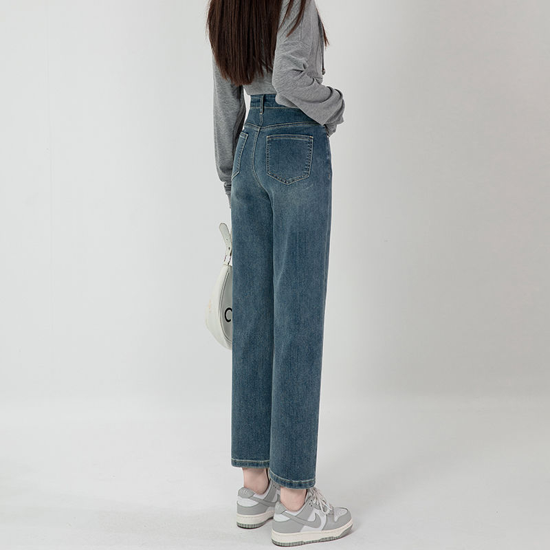 Traperice visokog struka, ravnog kroja, dužina 9/10, denim pamuk, proljeće 2025.
