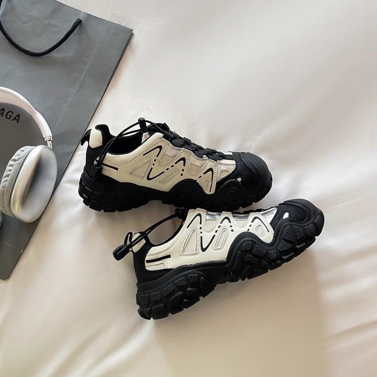 Sandale sport cu șiret frontal, talpă din cauciuc, vârf rotund, material superior și interior din fibră super, vară 2025