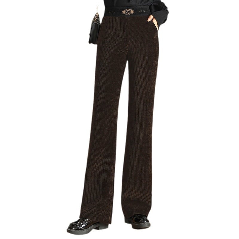 Зимни панталони с подплата от флис, полиестер, еластична талия, дебели, широки крачоли