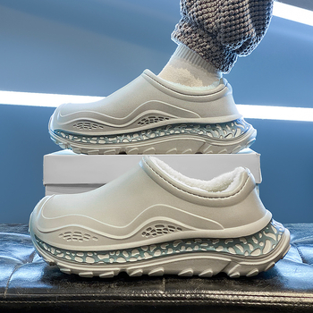 Ανδρικές/γυναικείες παντόφλες χειμωνιάτικες/φθινοπωρινές με επένδυση φλις, παχιές, αδιάβροχες, EVA επάνω και σόλα, για εξωτερική και εσωτερική χρήση