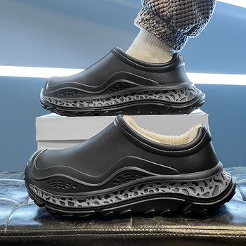 Ανδρικές/γυναικείες παντόφλες χειμωνιάτικες/φθινοπωρινές με επένδυση φλις, παχιές, αδιάβροχες, EVA επάνω και σόλα, για εξωτερική και εσωτερική χρήση