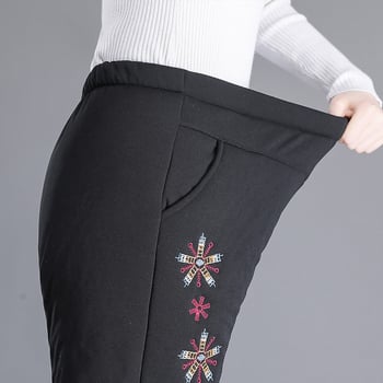 Дамски зимни памучни панталони за възрастни с подплата от полар, свободен крой, дълги, плътни и топли, ежедневен стил