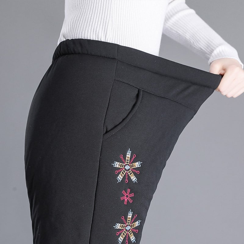 Дамски зимни памучни панталони за възрастни с подплата от полар, свободен крой, дълги, плътни и топли, ежедневен стил