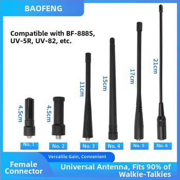 Kézibes rádió antenna SMA női csatlakozóval, kettős sáv 136-174/400-520 MHz, 3-5 km hatótávolság, zajellenállás