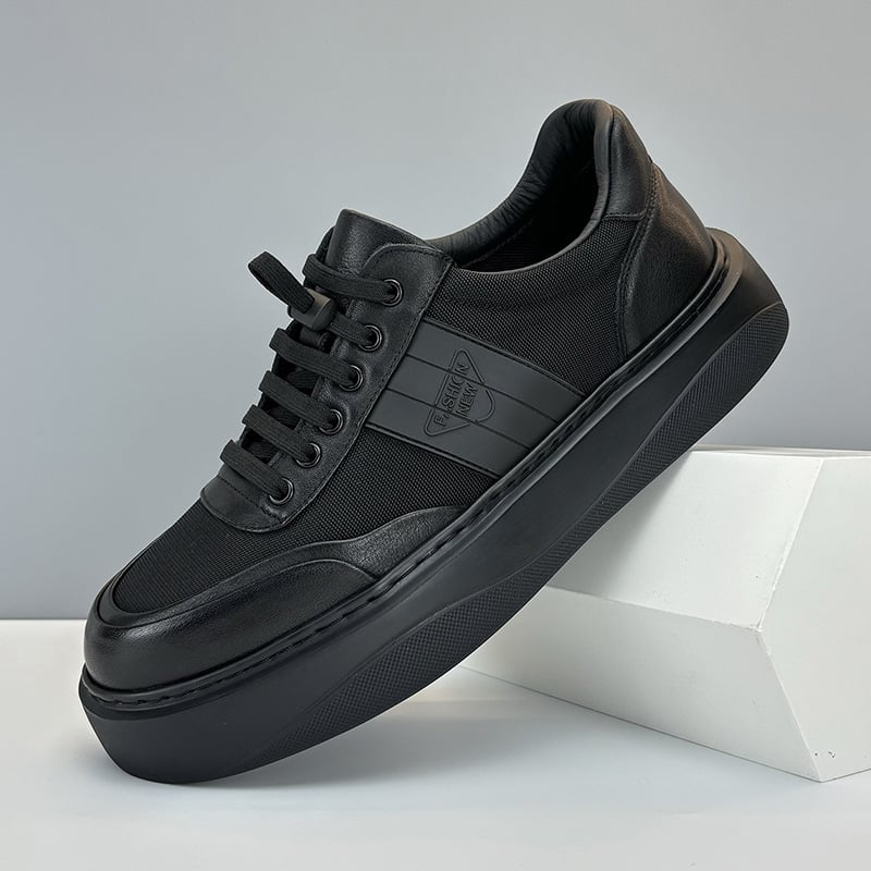 Muške Slip-On tenisice s debelim potplatom, gornji dio od prave kože i tkanine, prozračna mrežasta podstava, EVA pjena potplat, niski profil
