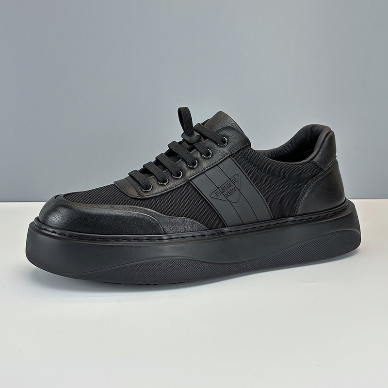 Muške Slip-On tenisice s debelim potplatom, gornji dio od prave kože i tkanine, prozračna mrežasta podstava, EVA pjena potplat, niski profil