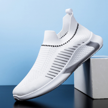 Muške Slip-On tenisice s prozračnim mrežastim gornjim dijelom, gumom potplatom, ravna peta