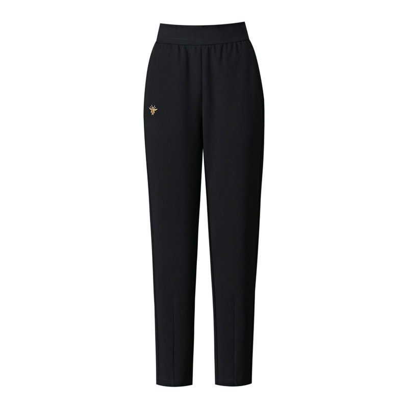 Ženské harém nohavice na zimu, elastický pás, vysoký pás, úzky strih, vyšívané detaily