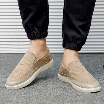 Muške prozračne ljetne slip-on tenisice od platna, okrugli nos, platnena gornja stranica, niski profil, gumena potplat
