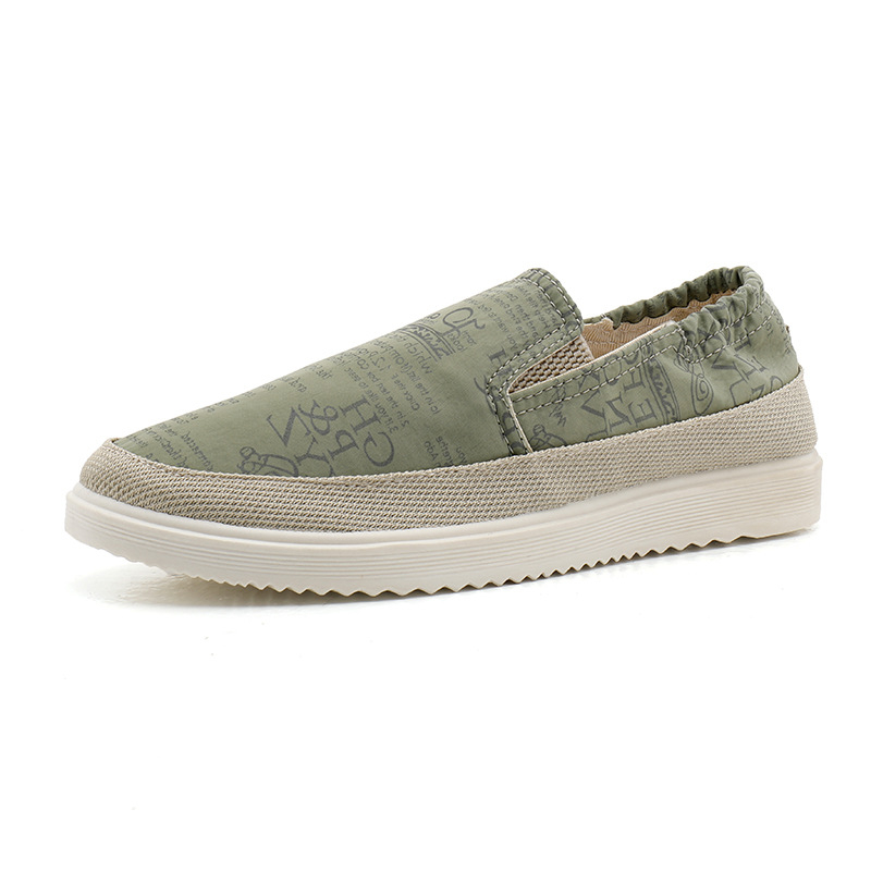 Muške prozračne ljetne slip-on tenisice od platna, okrugli nos, platnena gornja stranica, niski profil, gumena potplat
