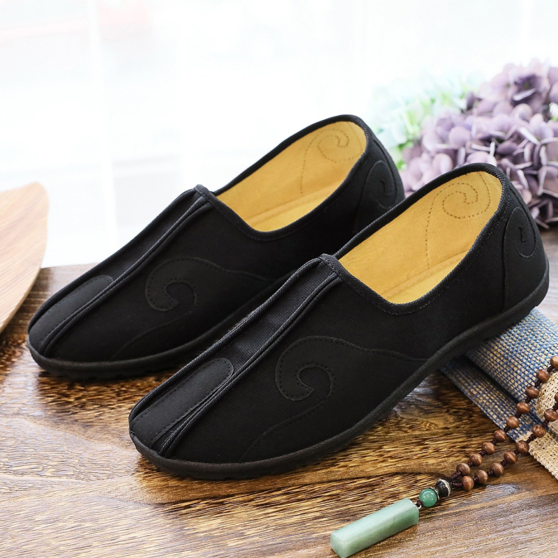 Muške platnene slip-on tenisice, okrugli nos, platnena gornja, PU đon, niski 1–3 cm, etnički stil