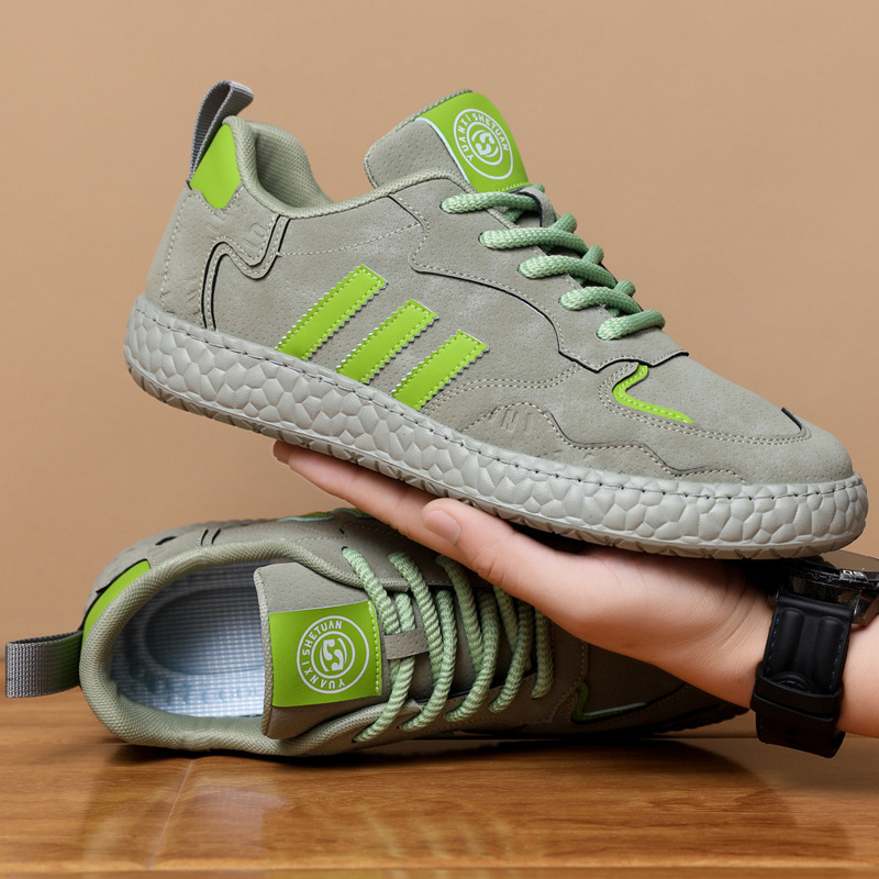 Muške tenisice od velura casual stil, uzorak color-block, Goodyear gumena potplat, prednje vezanje.