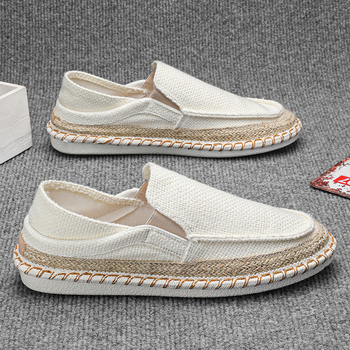 Muške slip-on tenisice od platna – zaobljena nosnica, gornji dio od platna, niski potpetica, plitki otvor, ležerni stil