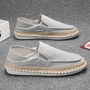 Muške slip-on tenisice od platna – zaobljena nosnica, gornji dio od platna, niski potpetica, plitki otvor, ležerni stil