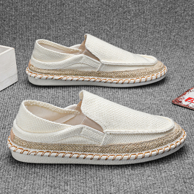Muške slip-on tenisice od platna – zaobljena nosnica, gornji dio od platna, niski potpetica, plitki otvor, ležerni stil