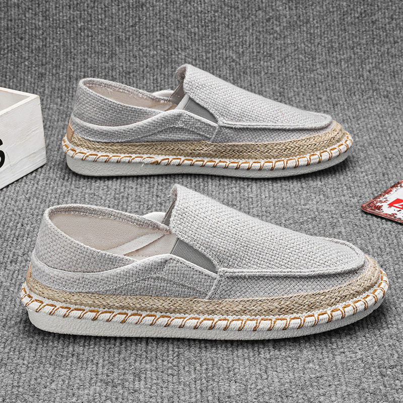 Muške slip-on tenisice od platna – zaobljena nosnica, gornji dio od platna, niski potpetica, plitki otvor, ležerni stil