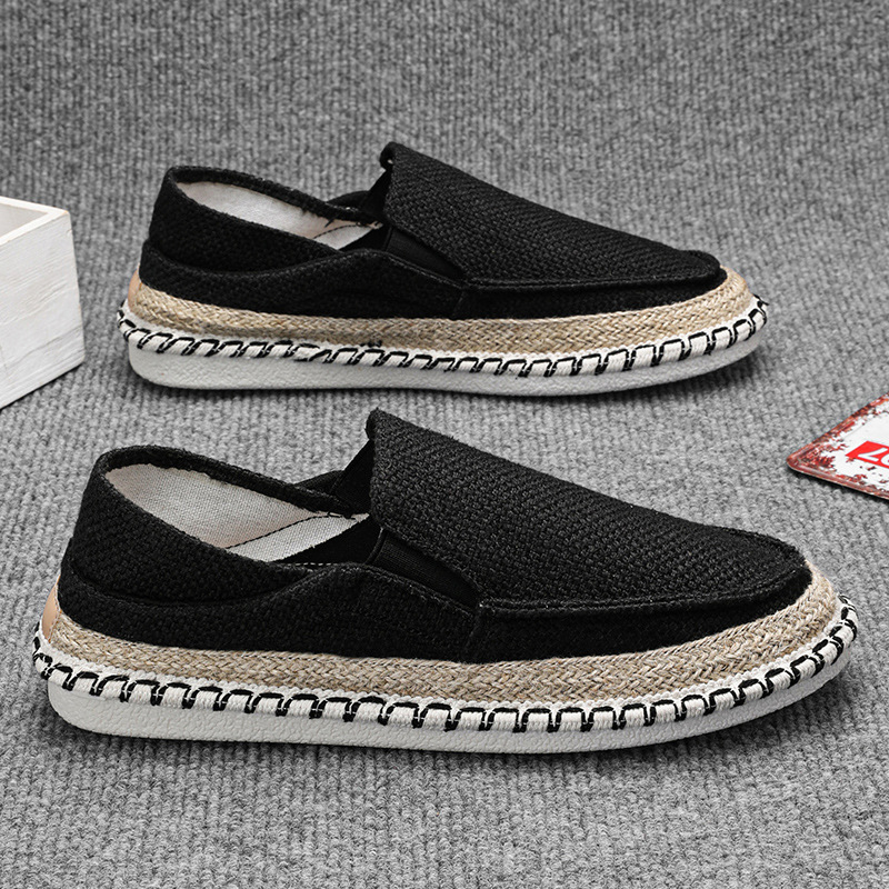 Muške slip-on tenisice od platna – zaobljena nosnica, gornji dio od platna, niski potpetica, plitki otvor, ležerni stil