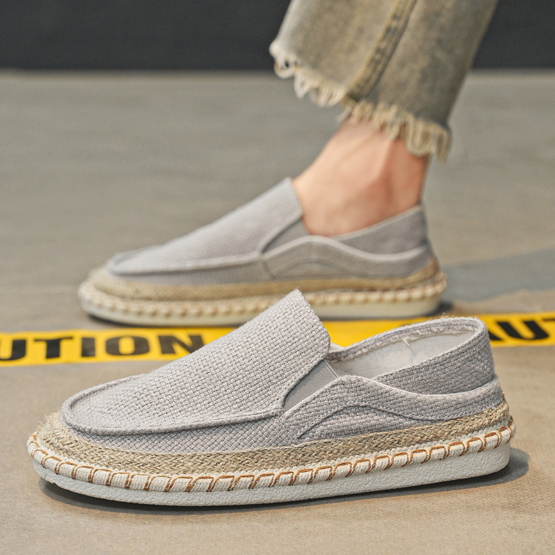 Muške slip-on tenisice od platna – zaobljena nosnica, gornji dio od platna, niski potpetica, plitki otvor, ležerni stil