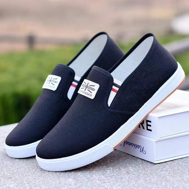 Muške platnene skate tenisice Slip-on, prozračne, okrugli vrh, ravna PVC potplata, tekstilna uložak