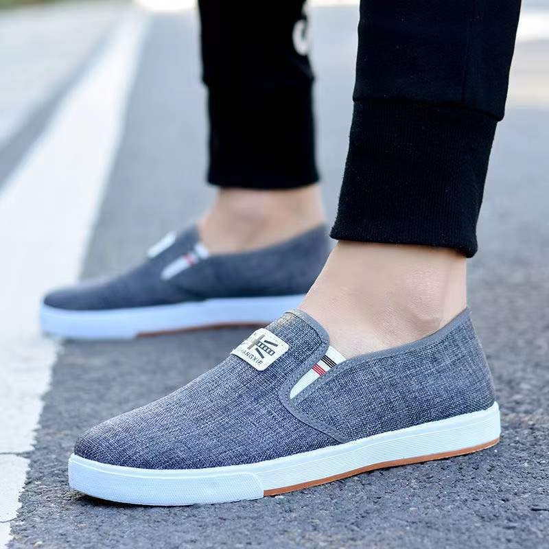 Muške platnene skate tenisice Slip-on, prozračne, okrugli vrh, ravna PVC potplata, tekstilna uložak