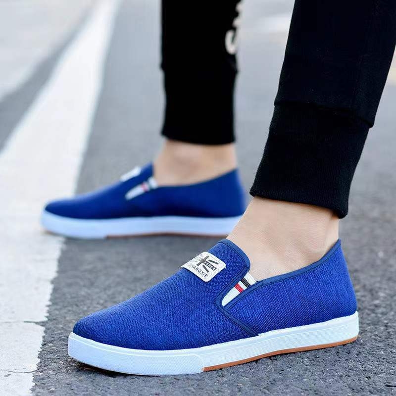 Muške platnene skate tenisice Slip-on, prozračne, okrugli vrh, ravna PVC potplata, tekstilna uložak