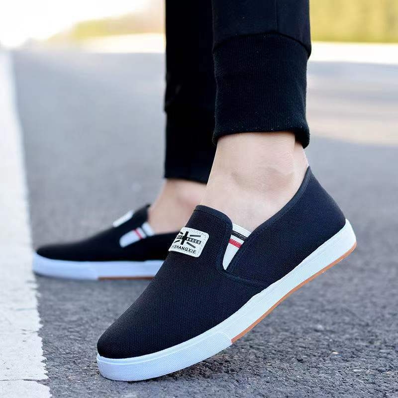 Muške platnene skate tenisice Slip-on, prozračne, okrugli vrh, ravna PVC potplata, tekstilna uložak