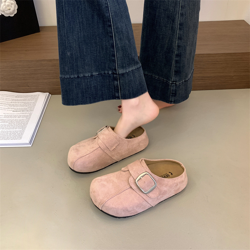 Retro ženske papuče s povećanjem visine, u Birkenstock stilu, slip-on, zaobljena špička, gumeni potplat