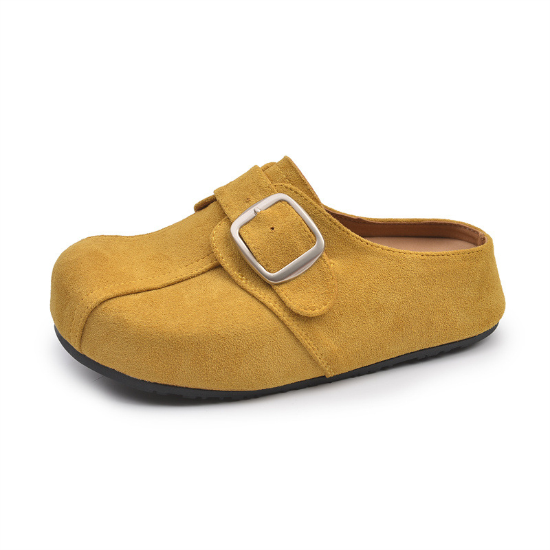 Retro ženske papuče s povećanjem visine, u Birkenstock stilu, slip-on, zaobljena špička, gumeni potplat