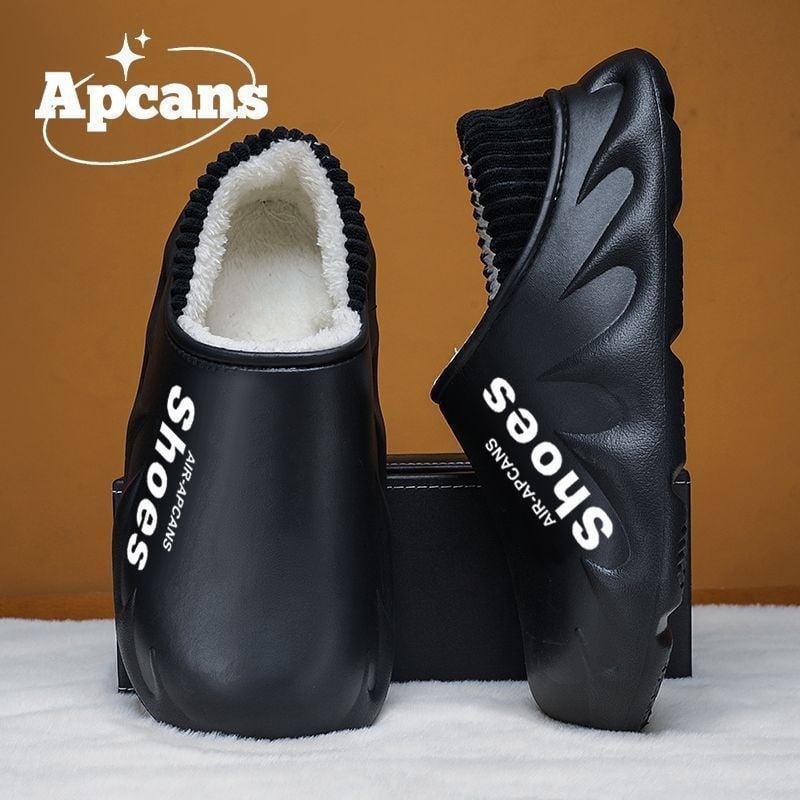 Παντόφλες EVA για χειμώνα, αδιάβροχες, με επένδυση fleece, αντιολισθητικές, κλειστή φτέρνα, παχιά σόλα