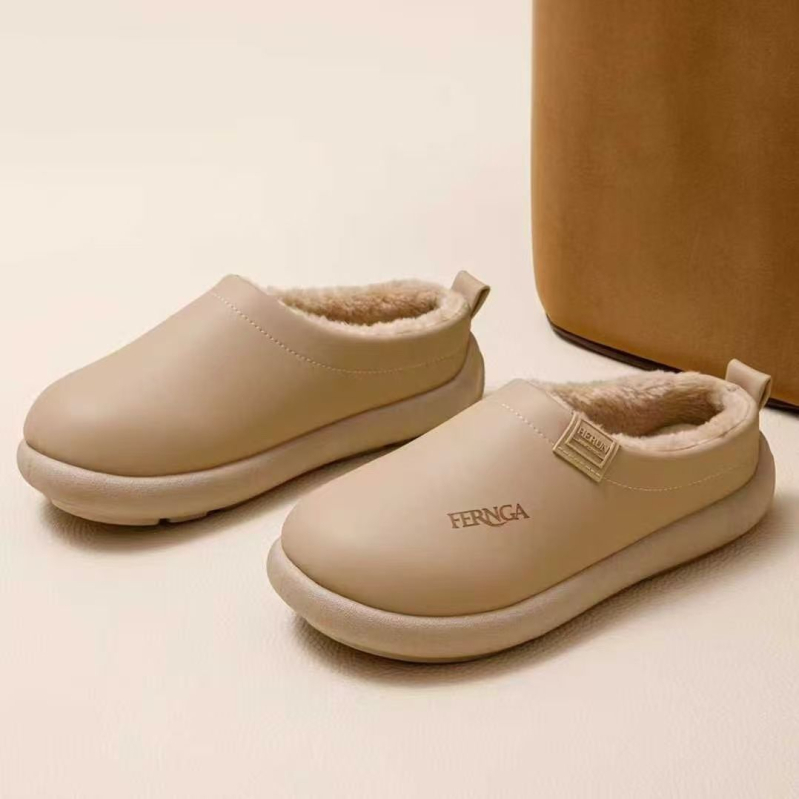 Unisex Χειμερινές Παντόφλες για το Σπίτι με PU Επάνω, EVA Σόλα, Φλίς Επένδυση, Αντιολισθητικές, Παχύτερες