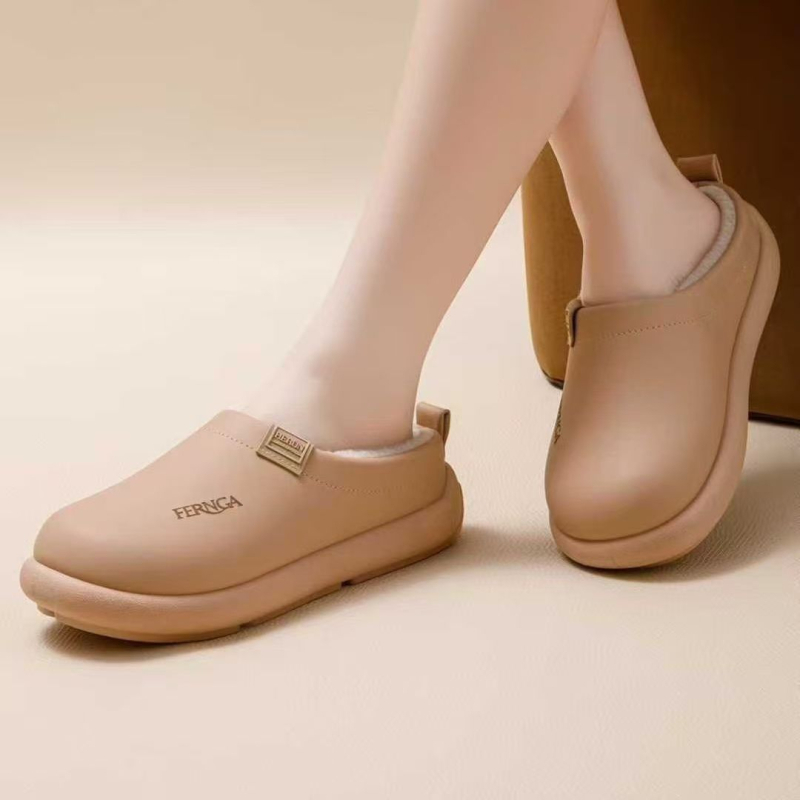 Unisex Χειμερινές Παντόφλες για το Σπίτι με PU Επάνω, EVA Σόλα, Φλίς Επένδυση, Αντιολισθητικές, Παχύτερες