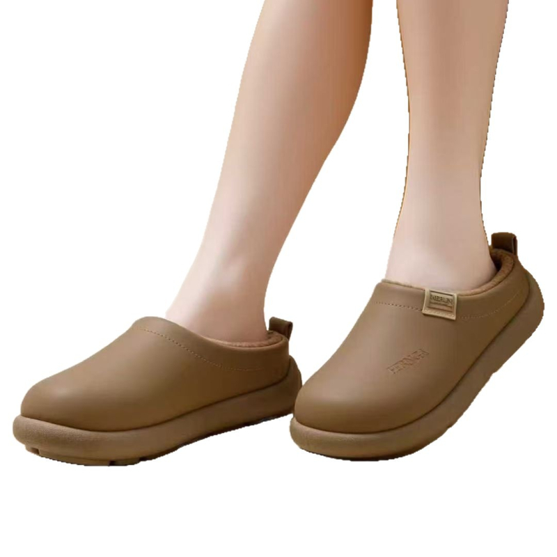 Unisex Χειμερινές Παντόφλες για το Σπίτι με PU Επάνω, EVA Σόλα, Φλίς Επένδυση, Αντιολισθητικές, Παχύτερες