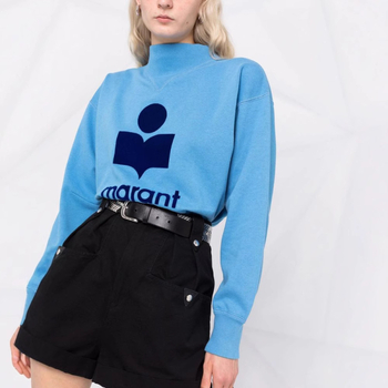 Ženski pamučni fleece hoodie s kapuljacom i stojećim ovratnikom, ručno crtani uzorak, ultrakrata duljina