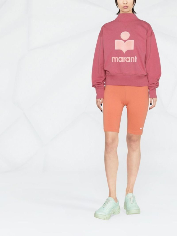 Ženski pamučni fleece hoodie s kapuljacom i stojećim ovratnikom, ručno crtani uzorak, ultrakrata duljina