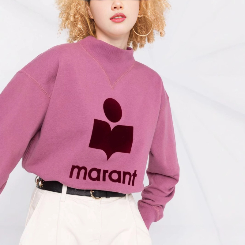 Ženski pamučni fleece hoodie s kapuljacom i stojećim ovratnikom, ručno crtani uzorak, ultrakrata duljina