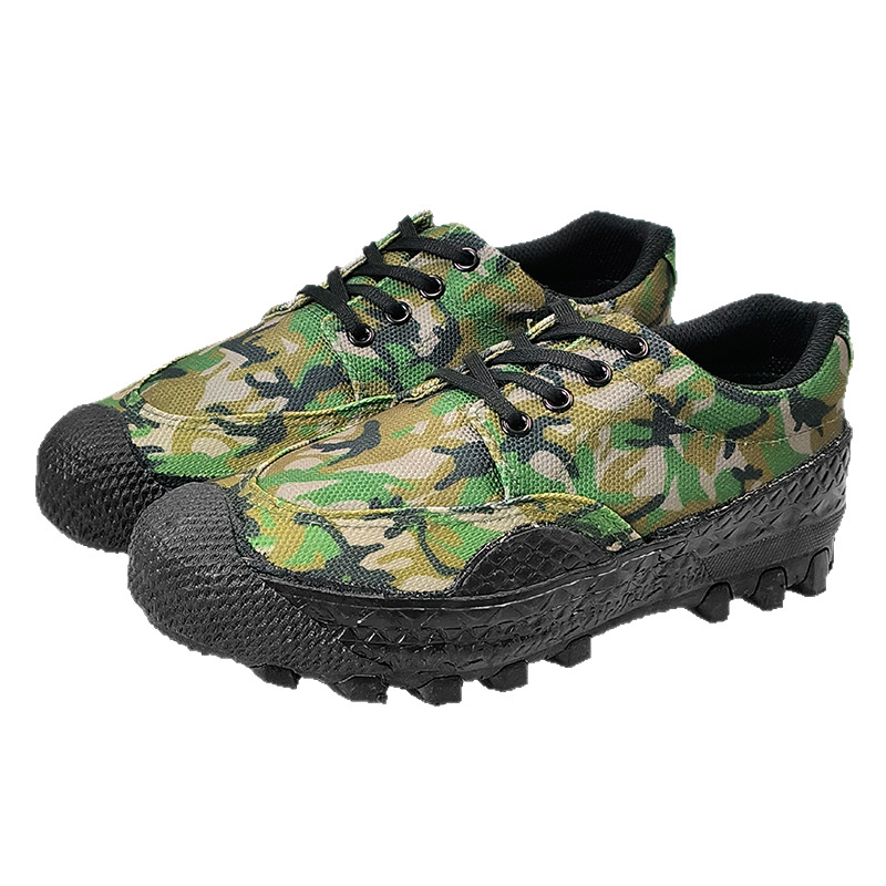 Работни обувки за тренировки и работа, износоустойчиви, камуфлажен дизайн, полиестерен горен слой, гумирана подметка, връзки