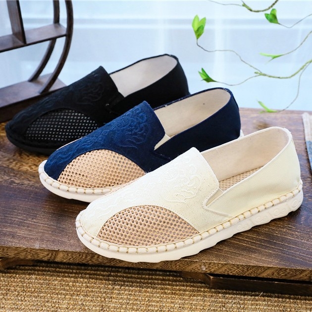 Platnene casual tenisice, okrugla špička, niski gornji dio, etnički stil, ravna peta