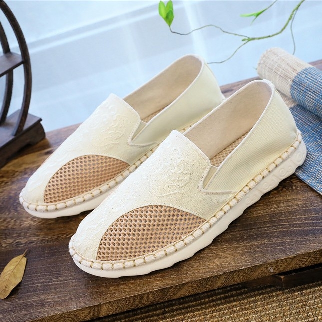 Platnene casual tenisice, okrugla špička, niski gornji dio, etnički stil, ravna peta