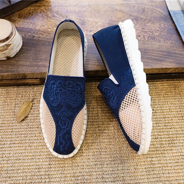 Platnene casual tenisice, okrugla špička, niski gornji dio, etnički stil, ravna peta