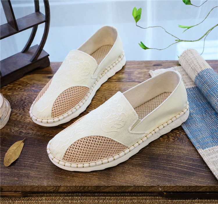 Platnene casual tenisice, okrugla špička, niski gornji dio, etnički stil, ravna peta