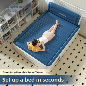 Ανθεκτικό στην υγρασία πλήρως αυτόματο φουσκωτό στρώμα – μονό/διπλό, υπόστρώμα ύπνου για δάπεδο οικιακής χρήσης και εξωτερικό κάμπινγκ, παχύτερο αερόστρωμα με επιφάνεια από συνθετικό ύφασμα