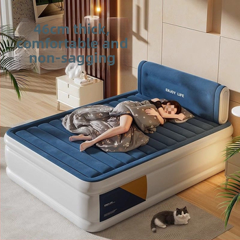 Ανθεκτικό στην υγρασία πλήρως αυτόματο φουσκωτό στρώμα – μονό/διπλό, υπόστρώμα ύπνου για δάπεδο οικιακής χρήσης και εξωτερικό κάμπινγκ, παχύτερο αερόστρωμα με επιφάνεια από συνθετικό ύφασμα