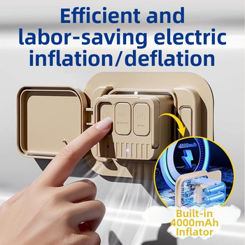 Ανθεκτικό στην υγρασία πλήρως αυτόματο φουσκωτό στρώμα – μονό/διπλό, υπόστρώμα ύπνου για δάπεδο οικιακής χρήσης και εξωτερικό κάμπινγκ, παχύτερο αερόστρωμα με επιφάνεια από συνθετικό ύφασμα