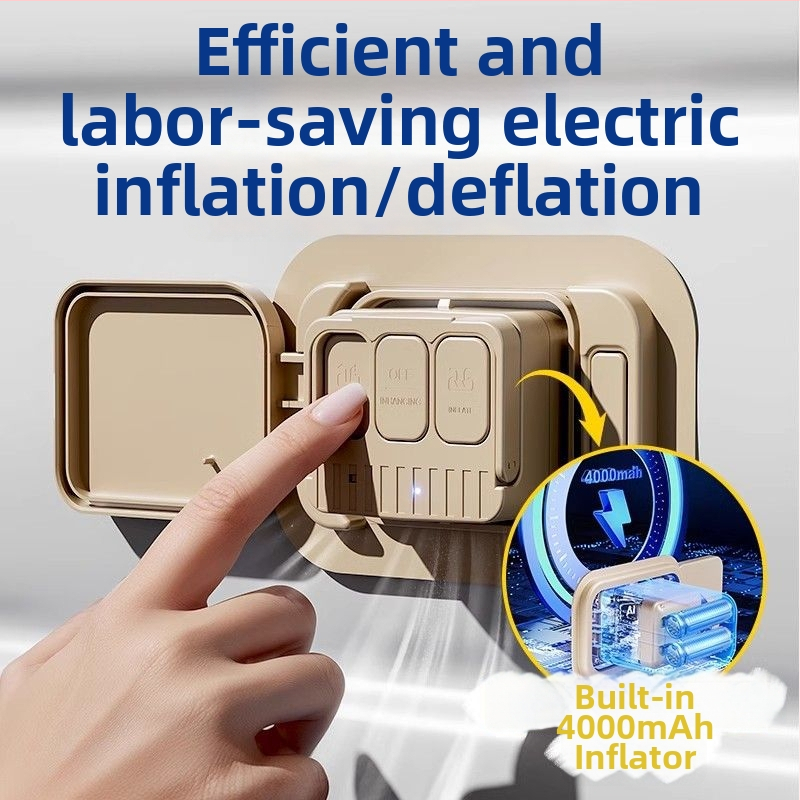 Ανθεκτικό στην υγρασία πλήρως αυτόματο φουσκωτό στρώμα – μονό/διπλό, υπόστρώμα ύπνου για δάπεδο οικιακής χρήσης και εξωτερικό κάμπινγκ, παχύτερο αερόστρωμα με επιφάνεια από συνθετικό ύφασμα