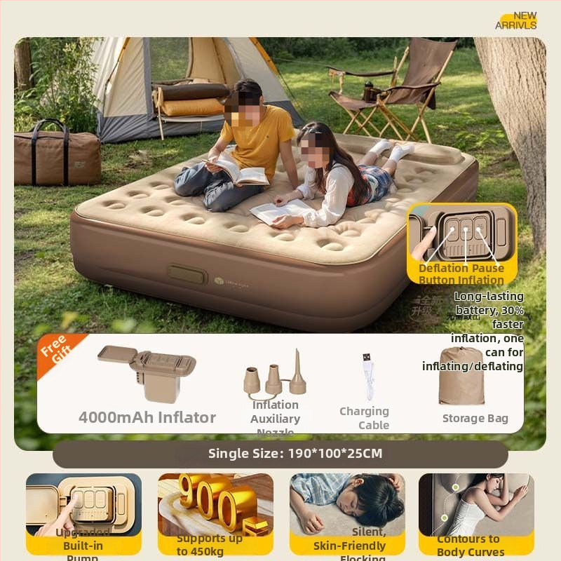 Ανθεκτικό στην υγρασία πλήρως αυτόματο φουσκωτό στρώμα – μονό/διπλό, υπόστρώμα ύπνου για δάπεδο οικιακής χρήσης και εξωτερικό κάμπινγκ, παχύτερο αερόστρωμα με επιφάνεια από συνθετικό ύφασμα