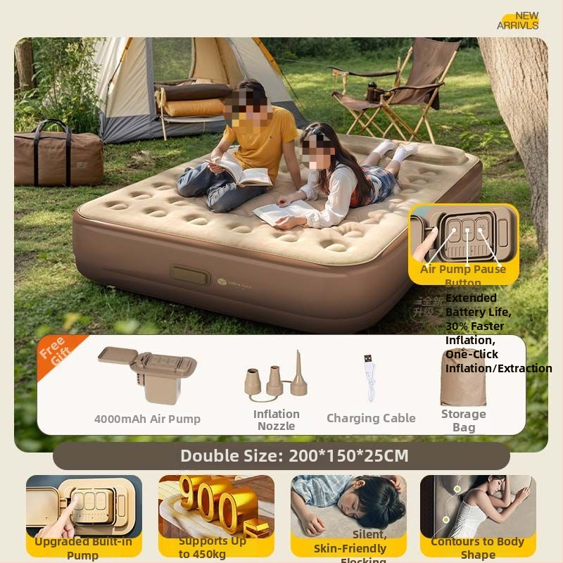 Ανθεκτικό στην υγρασία πλήρως αυτόματο φουσκωτό στρώμα – μονό/διπλό, υπόστρώμα ύπνου για δάπεδο οικιακής χρήσης και εξωτερικό κάμπινγκ, παχύτερο αερόστρωμα με επιφάνεια από συνθετικό ύφασμα