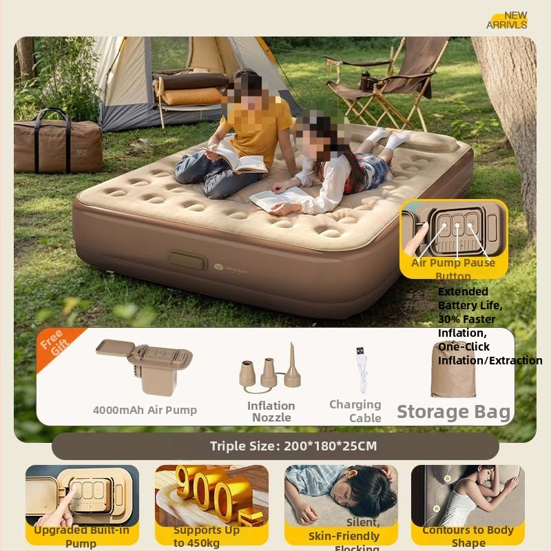 Ανθεκτικό στην υγρασία πλήρως αυτόματο φουσκωτό στρώμα – μονό/διπλό, υπόστρώμα ύπνου για δάπεδο οικιακής χρήσης και εξωτερικό κάμπινγκ, παχύτερο αερόστρωμα με επιφάνεια από συνθετικό ύφασμα