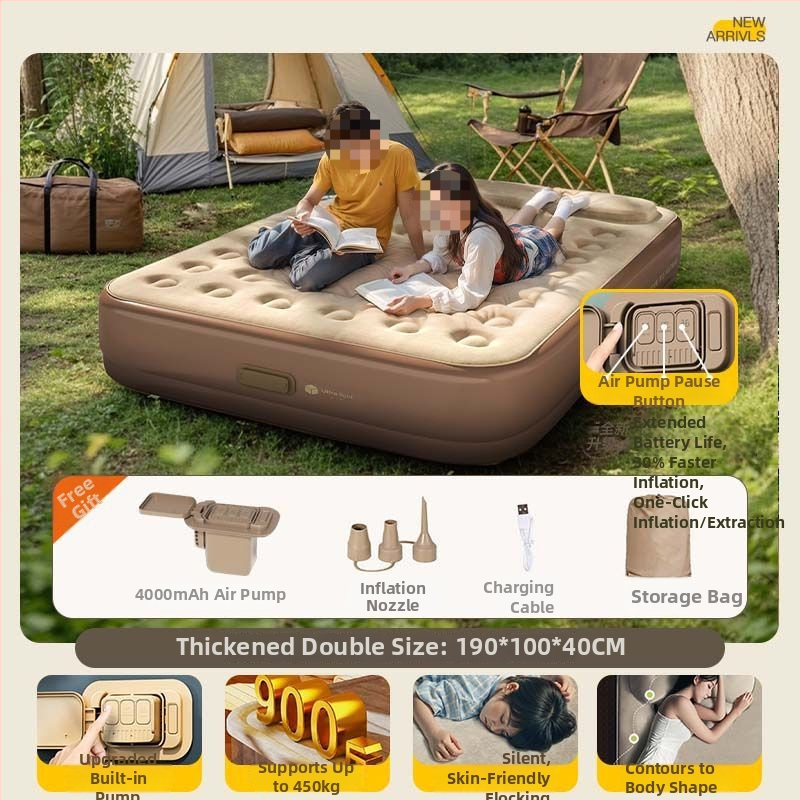 Ανθεκτικό στην υγρασία πλήρως αυτόματο φουσκωτό στρώμα – μονό/διπλό, υπόστρώμα ύπνου για δάπεδο οικιακής χρήσης και εξωτερικό κάμπινγκ, παχύτερο αερόστρωμα με επιφάνεια από συνθετικό ύφασμα