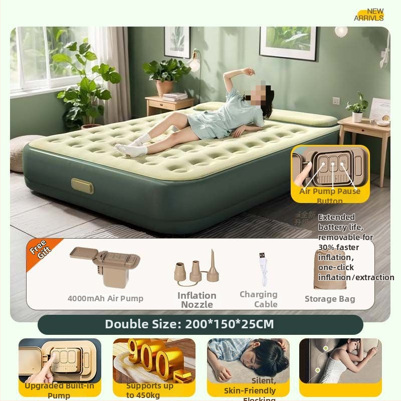 Ανθεκτικό στην υγρασία πλήρως αυτόματο φουσκωτό στρώμα – μονό/διπλό, υπόστρώμα ύπνου για δάπεδο οικιακής χρήσης και εξωτερικό κάμπινγκ, παχύτερο αερόστρωμα με επιφάνεια από συνθετικό ύφασμα